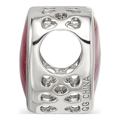 Sterling Silver Red Enamel Bead – view 3