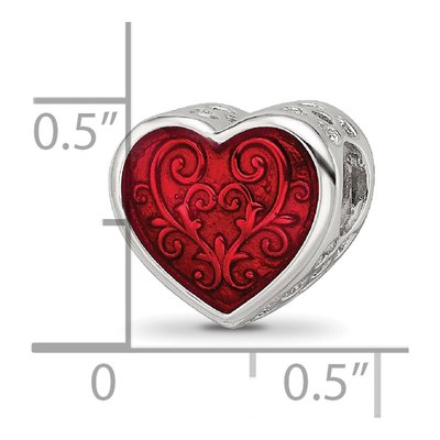 Sterling Silver Red Enamel Bead – view 4
