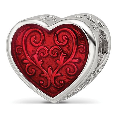 Sterling Silver Red Enamel Bead