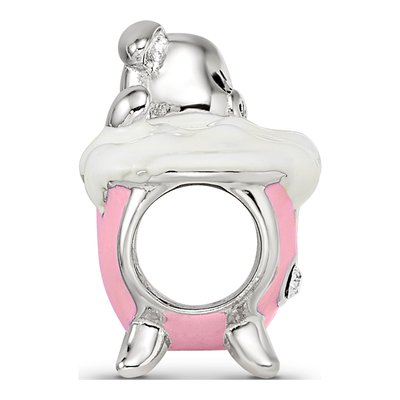 Sterling Silver CZ Pig Bathtub Bead – view 3