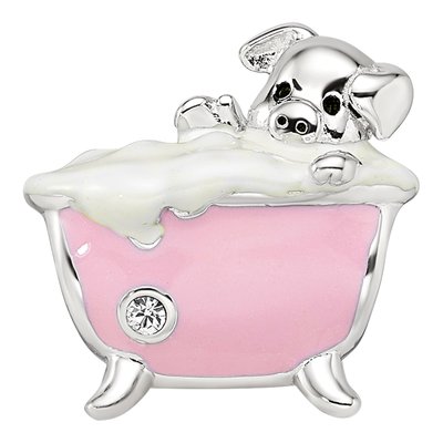 Sterling Silver CZ Pig Bathtub Bead – view 5
