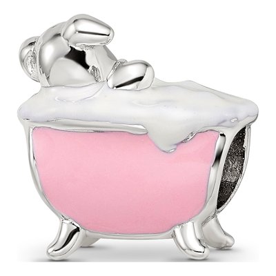 Sterling Silver CZ Pig Bathtub Bead – view 6