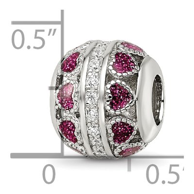 Sterling Silver CZ Enamel Hearts Bead – view 4