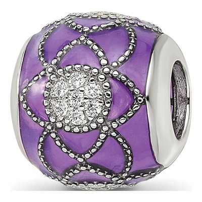 Sterling Silver CZ Enamel Bead