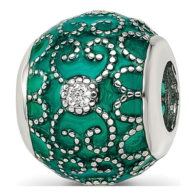 Sterling Silver CZ Enamel Bead