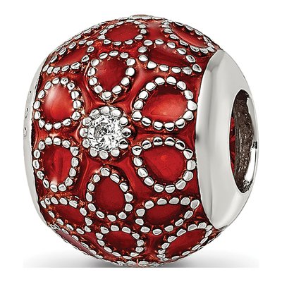 Sterling Silver CZ Enamel Bead