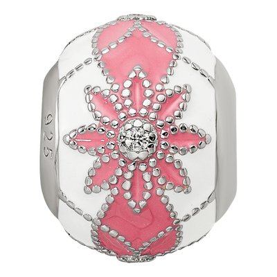 Sterling Silver CZ Enamel Flower Bead – view 4