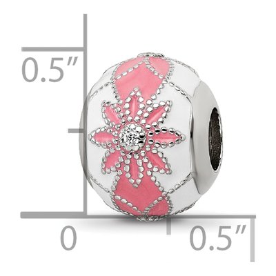Sterling Silver CZ Enamel Flower Bead – view 6