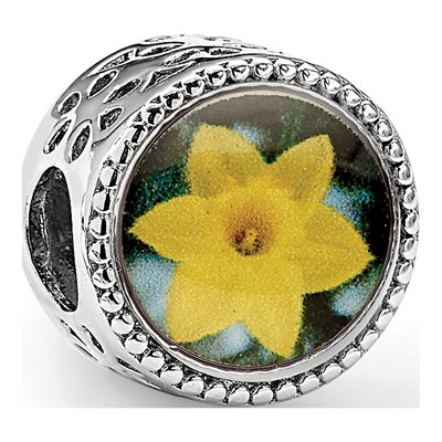 Sterling Silver March Flower Bead – view 8