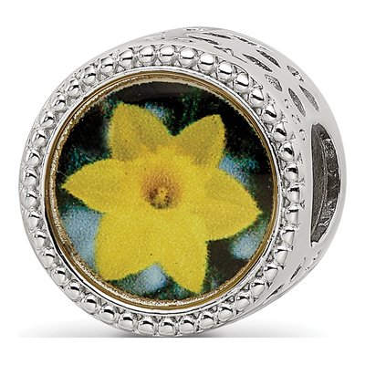 Sterling Silver March Flower Bead