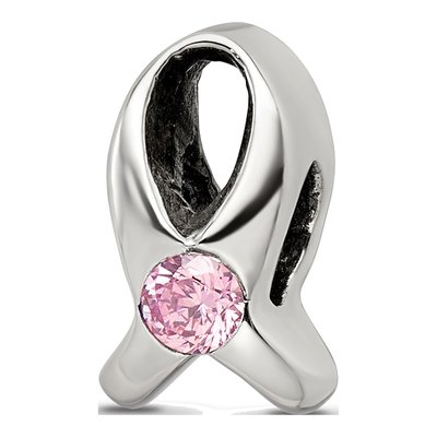 Sterling Silver CZ Ribbon Bead