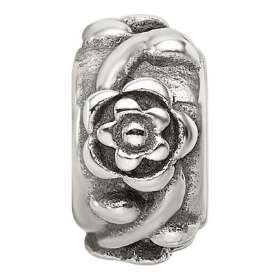Sterling Silver Antiqued Flower Bead – view 4