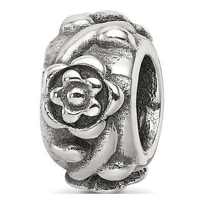 Sterling Silver Antiqued Flower Bead