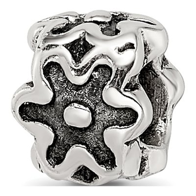 Sterling Silver Antiqued Flower Kids Bead
