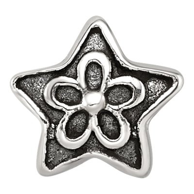 Sterling Silver Antiqued Star Flower Kids Bead – view 4