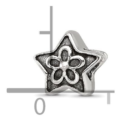 Sterling Silver Antiqued Star Flower Kids Bead – view 5
