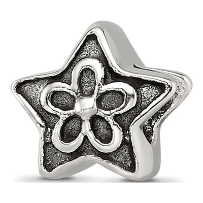 Sterling Silver Antiqued Star Flower Kids Bead