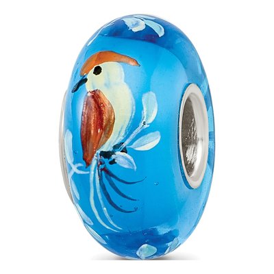 Sterling Silver Bird Blue Glass Bead