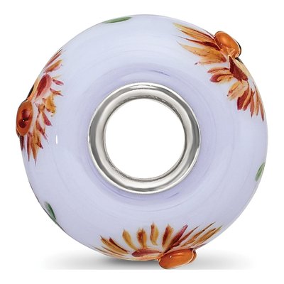 Sterling Silver Lion Purple Glass Bead – view 3