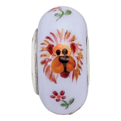 Sterling Silver Lion Purple Glass Bead – view 4