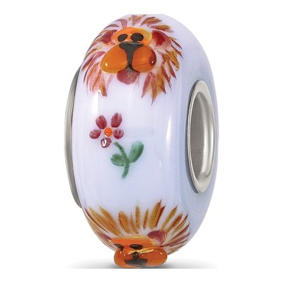 Sterling Silver Lion Purple Glass Bead – view 6