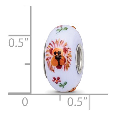 Sterling Silver Lion Purple Glass Bead – view 7
