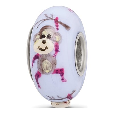 Sterling Silver Hand Painted Monkey Bead
