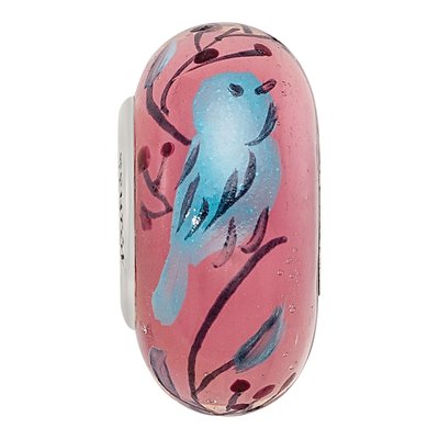 Sterling Silver Hand-Painted Bird Glass Bead – view 4