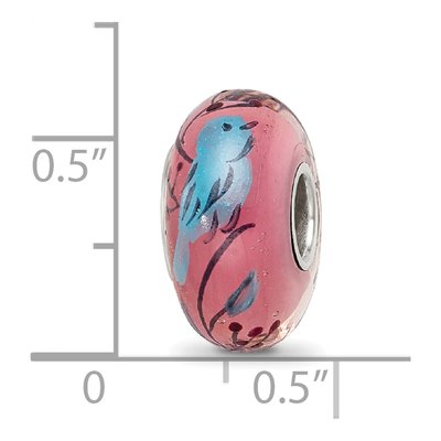 Sterling Silver Hand-Painted Bird Glass Bead – view 7