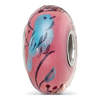 Sterling Silver Hand-Painted Bird Glass Bead