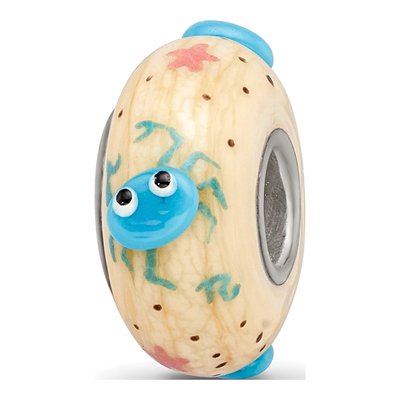 Sterling Silver Hand Painted Crab Glass Bead