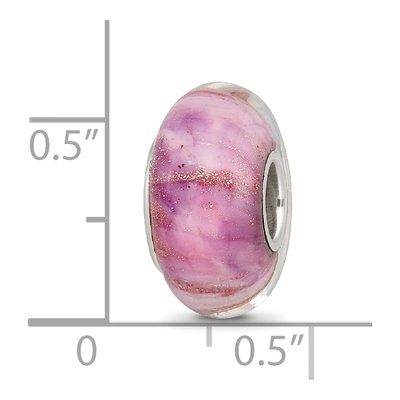 Sterling Silver Clear Pink Sparkle Glass Bead – view 5