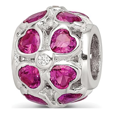 Sterling Silver CZ Heart Bead