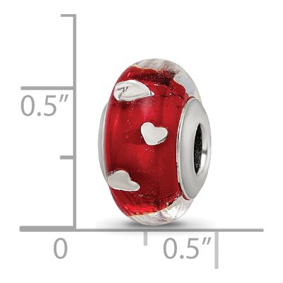 Sterling Silver Red Hearts Glass Bead – view 5