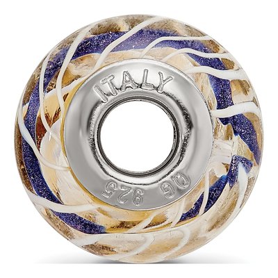 Sterling Silver Blue Glass Bead – view 3