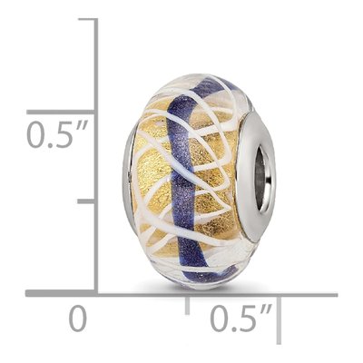 Sterling Silver Blue Glass Bead – view 5
