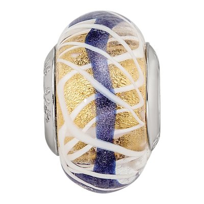Sterling Silver Blue Glass Bead – view 6