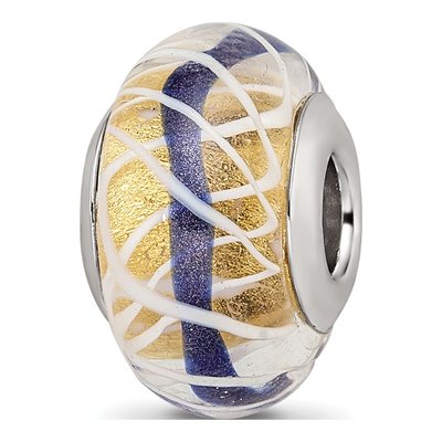 Sterling Silver Blue Glass Bead
