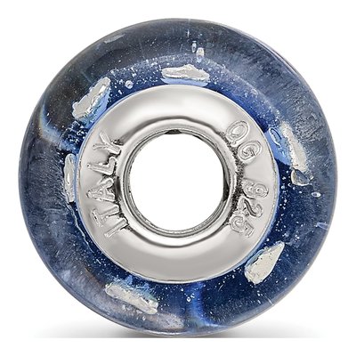 Sterling Silver Blue Hearts Glass Bead – view 3