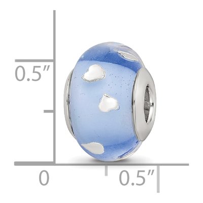 Sterling Silver Blue Hearts Glass Bead – view 5