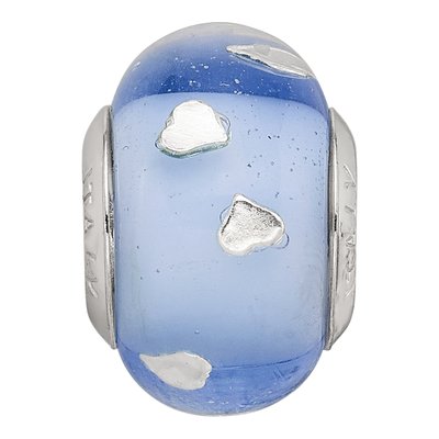 Sterling Silver Blue Hearts Glass Bead – view 6