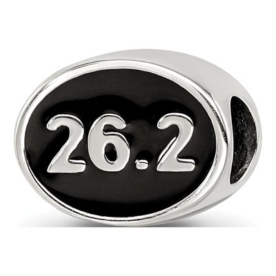 Sterling Silver Black Enamel Marathon Bead