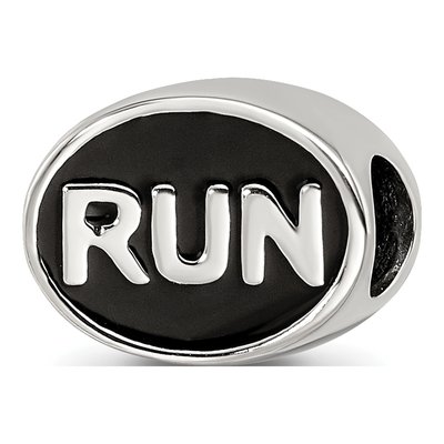 Sterling Silver Black Enamel Bead