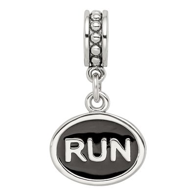 Sterling Silver Black Enamel Run Dangle Bead – view 4