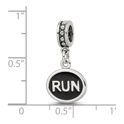 Sterling Silver Black Enamel Run Dangle Bead – view 7