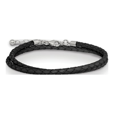 Sterling Silver Black Leather Choker Wrap Bracelet – view 4