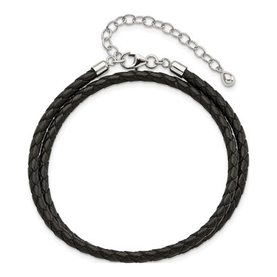 Sterling Silver Black Leather Choker Wrap Bracelet – view 5