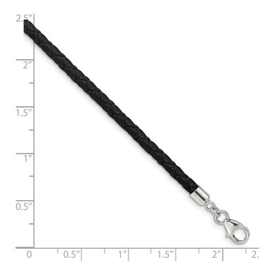 Sterling Silver Black Leather Choker Wrap Bracelet – view 7