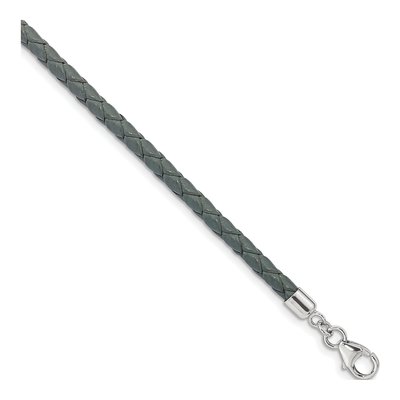 Sterling Silver Gray Leather Wrap Bracelet