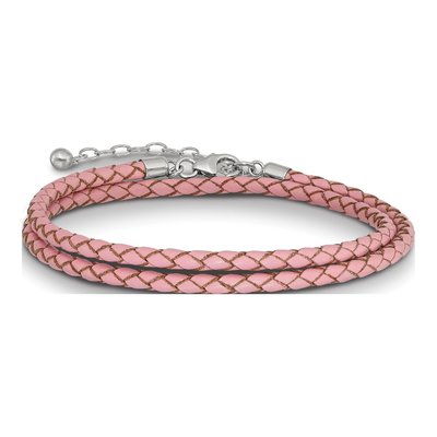 Sterling Silver Pink Leather Wrap Choker Bracelet – view 4